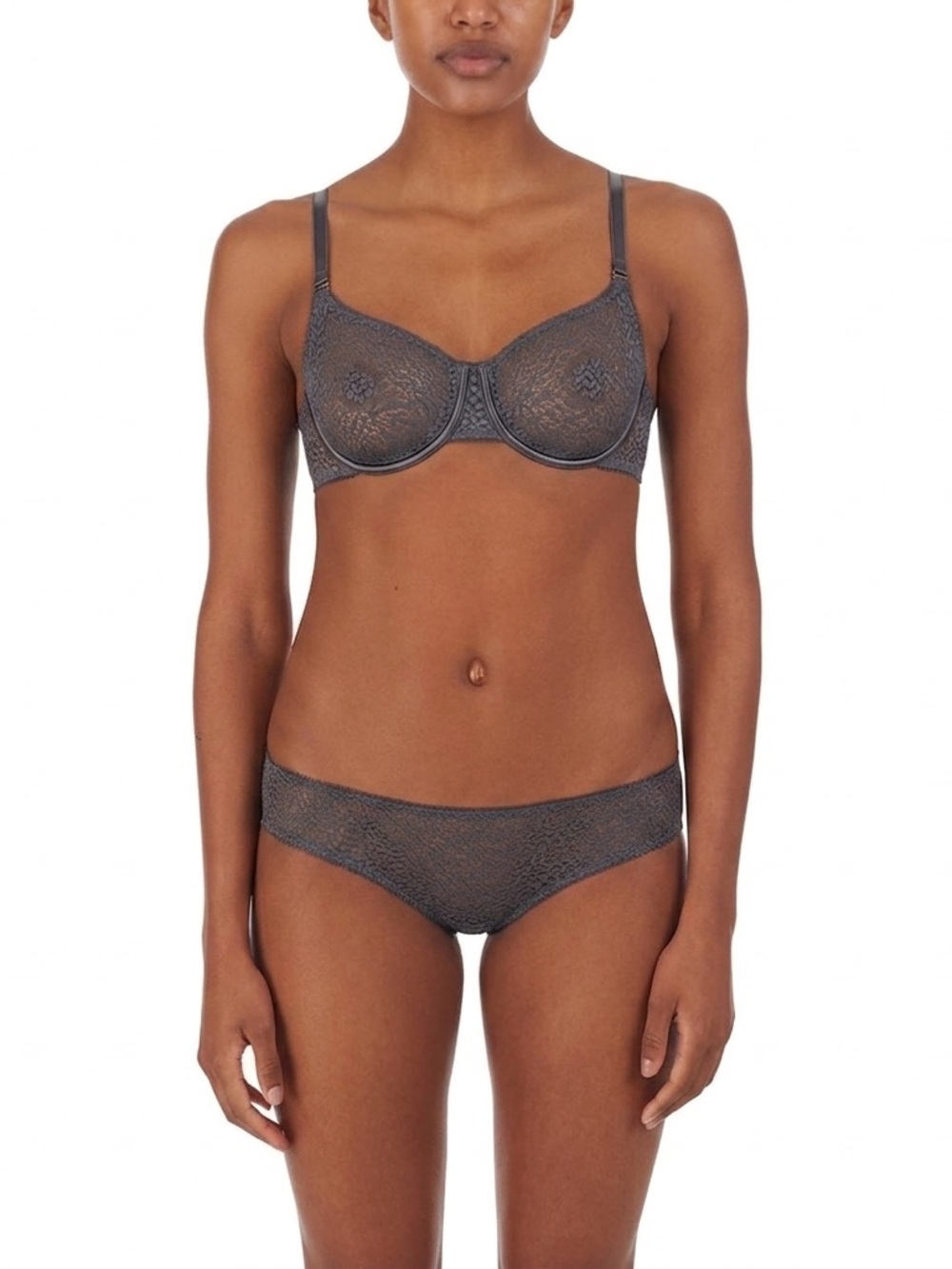 DKNY Modern Lace Unlined Underwire Bra (34D) & Hipster Panties (SM) Set